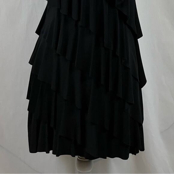 White House Black Market Ruffled Layered Party Event Black Dress NWOT Size S - Picture 4 of 11